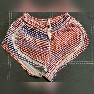 Lululemon womens‎ pink blue red striped running shorts size 4